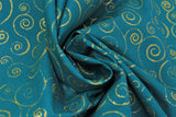 Swirled swatch Green/Gold fabric (dark green fabric with gold sparkly swirls allover)