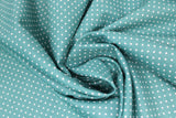 Swirled swatch swiss dot printed fabric in blue