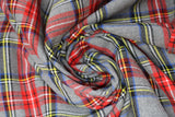 Swirled swatch tartan plaid in grey/red