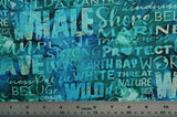 Print "Teal Words" from the Whale Song collection, with ruler added for scale.