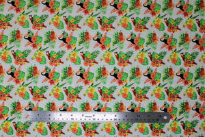 Group swatch assorted Tropical themed fabrics in various styles/colours