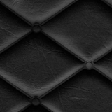 Square swatch upholstered quilted vinyl (diamond pattern with circles on the intersecting points) in shade black