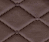 Square swatch upholstered quilted vinyl (diamond pattern with circles on the intersecting points) in shade brown
