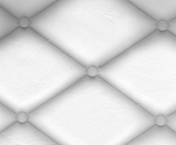 Square swatch upholstered quilted vinyl (diamond pattern with circles on the intersecting points) in shade white