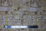 Flat swatch Vintage Sewing fabric (vintage style sewing related articles, stamps, etc. collaged together)