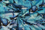Print "Whales" from the Whale Song collection, twisted to show drape and texture.