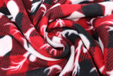 Swirled swatch deer heads fabric (red and black buffalo check fabric with white deer heads)