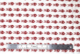 Flat swatch yuletide themed printed fabric in Red Santas on White